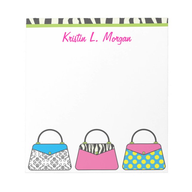 Personalised Cute Purse Handbag Notepad (Front)