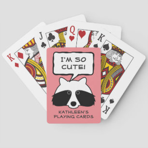 Personalised cute racoon playing cards for kids