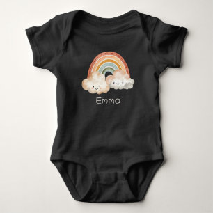 Personalised Cute Rainbow & Clouds Baby Bodysuit