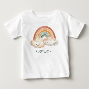 Personalised Cute Rainbow & Clouds Toddler T-Shirt