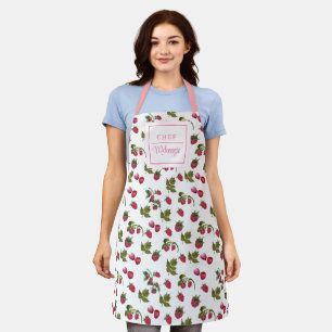 Personalised Cute Raspberry Chef Women's Apron
