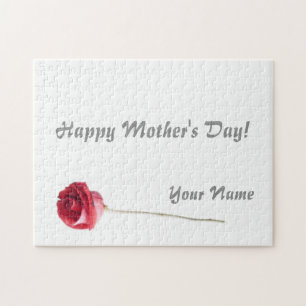 Personalised Cute Red Rose Mother's Day Jigsaw Puzzle