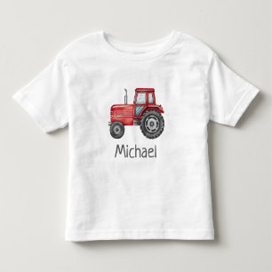 Personalised Cute Red Tractor Farm Watercolor  Toddler T-Shirt
