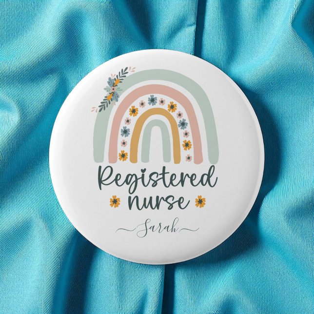 Personalised Cute Registered Nurse With Name 6 Cm Round Badge (Creator Uploaded)
