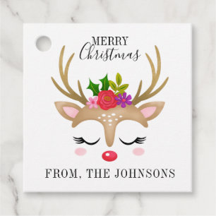 Personalised Cute Reindeer Christmas Favour Tags