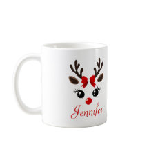 Personalised Cute Reindeer Christmas Mug
