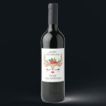 Personalised Cute Reindeer Christmas Wine Label<br><div class="desc">A cute reindeer face decorates this sticker with the words Merry Christmas. Fun for decorating Christmas gifts for neighbours. Personalise it with your name. Designed for you by Blackberry Boulevard.</div>