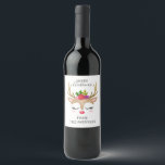 Personalised Cute Reindeer Christmas Wine Label<br><div class="desc">A cute reindeer face decorates this sticker with the words Merry Christmas. Fun for decorating Christmas gifts for neighbours. Personalise it with your name. Designed for you by Blackberry Boulevard.</div>