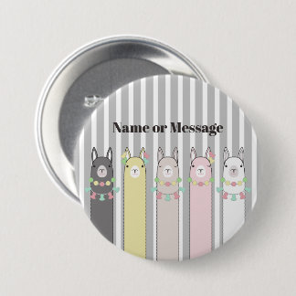Personalised Cute Retro Colourful Llamas 7.5 Cm Round Badge