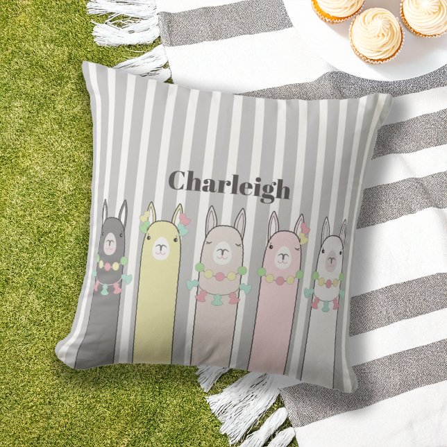 Personalised Cute Retro Colourful Llamas Cushion (Creator Uploaded)