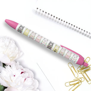 Personalised Cute Retro Colourful Llamas Girls Black Ink Pen