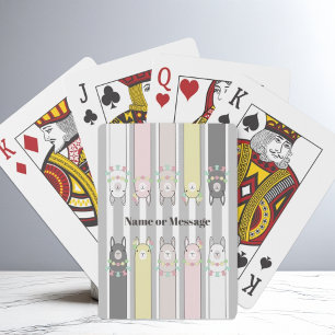 Personalised Cute Retro Colourful Llamas Kids Playing Cards