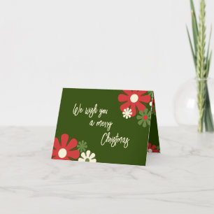 Personalised Cute Retro Floral Christmas Non Photo Thank You Card