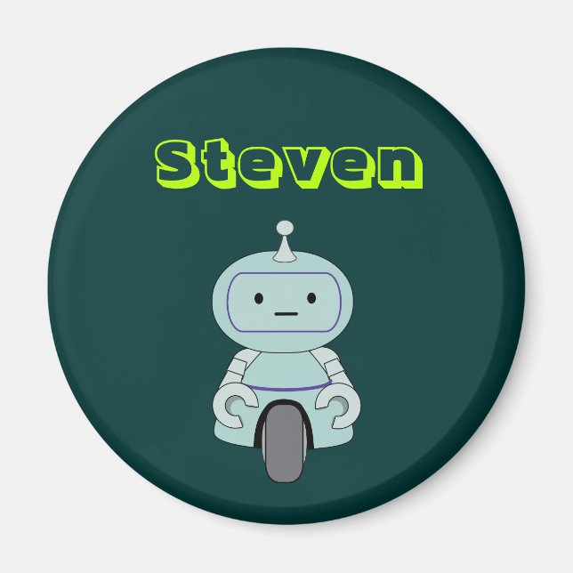 Personalised Cute Robot Illustration Magnet (Front)