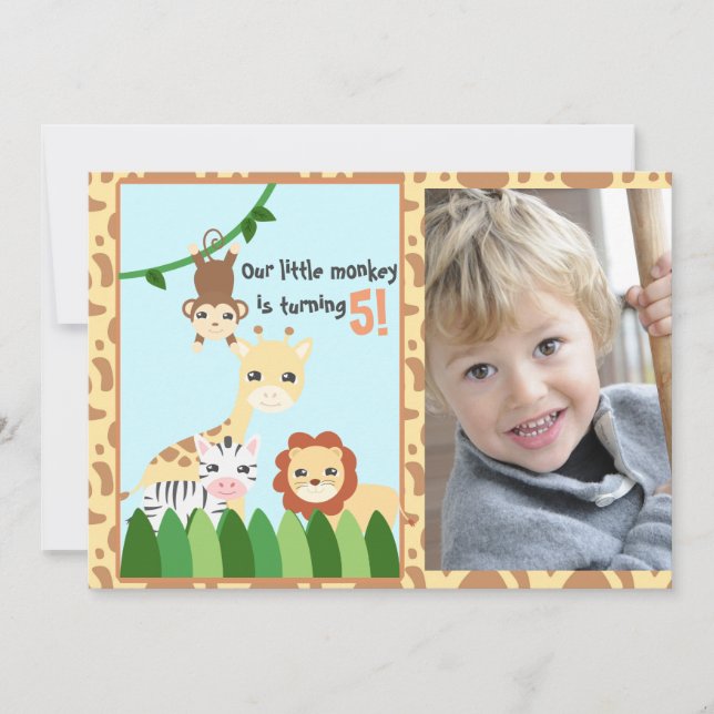 Personalised Cute Safari Birthday Invitation (Front)