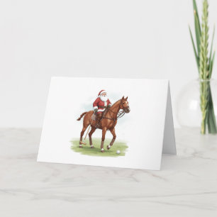 Personalised Cute Santa Playing Horse Polo Card