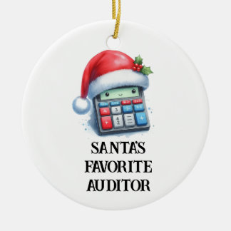 Personalised Cute Santa's Favourite Auditor Ceramic Ornament