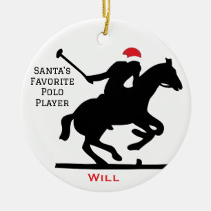 Personalised Cute Santa's Favourite Horse Polo  Ceramic Ornament