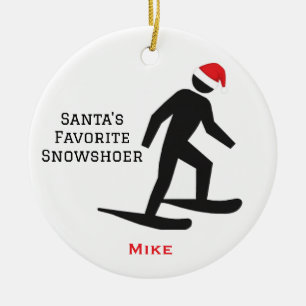 Personalised Cute Santa's Favourite Snowshoer Ceramic Ornament