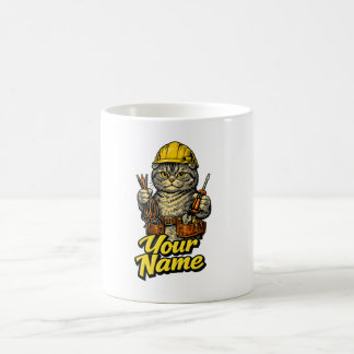 Personalised Cute Scottish Fold Cat Electrician Coffee Mug