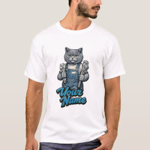 Personalised Cute Scottish Fold Cat Plumber