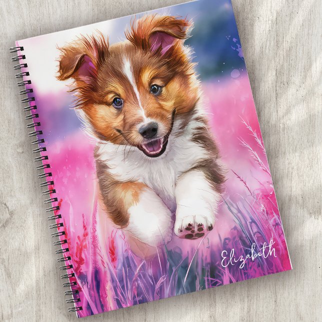 Personalised Cute Sheltie Puppy Dog Notebook (Creator Uploaded)