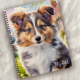 Personalised Cute Sheltie Puppy Dog Notebook