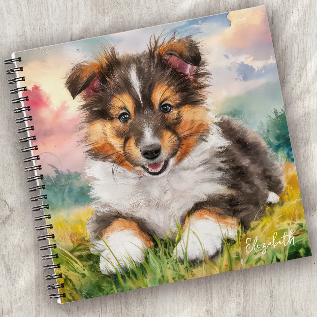 Personalised Cute Sheltie Puppy Dog Notebook (Creator Uploaded)