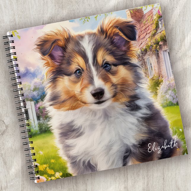 Personalised Cute Sheltie Puppy Dog Notebook (Creator Uploaded)