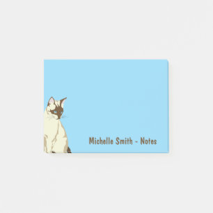 Personalised Cute Siamese Cat - Blue Post-it Notes