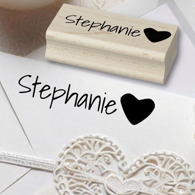 Personalised Cute Simple Heart Name Custom Word  Rubber Stamp (Creator Uploaded)