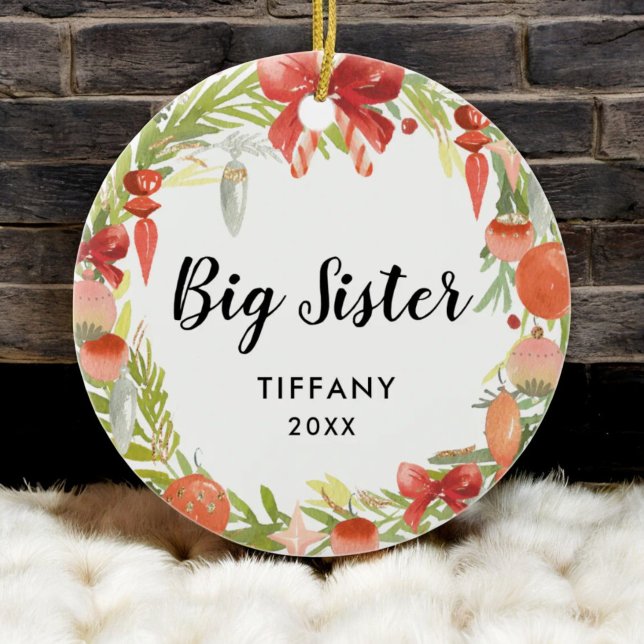 Personalised Cute Sister Gift | Big Sister Photo Ceramic Ornament (Creator Uploaded)
