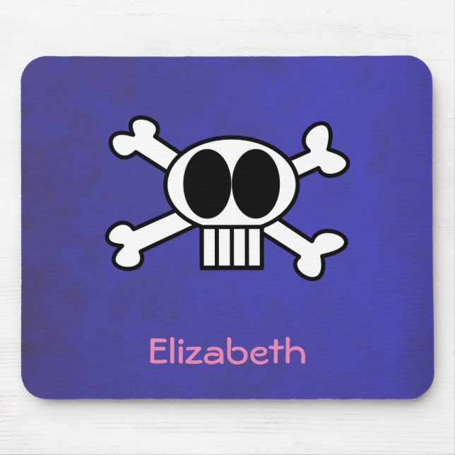 Personalised Cute Skull and Crossbones Mouse Pad (Front)