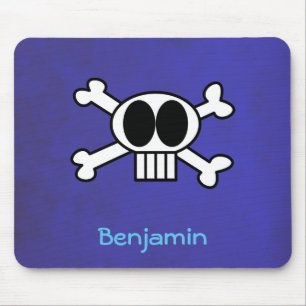 Personalised Cute Skull and Crossbones Mouse Pad