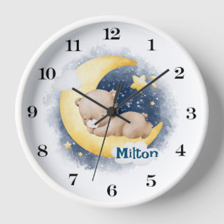 Personalised Cute Sleeping Bear Wall Clock 