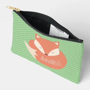 Personalised Cute Sleeping Fox Accessory Pouch