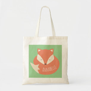 Personalised Cute Sleeping Fox Tote Bag