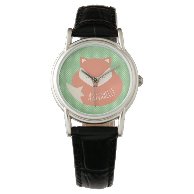 Personalised Cute Sleeping Fox Watch (Front)