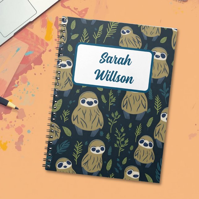 Personalised Cute Sloth Animal Name  Notebook (Creator Uploaded)