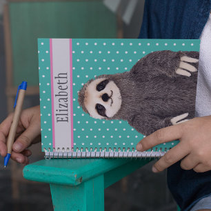 Personalised Cute Sloth Animal Name Notebook