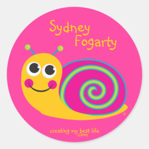 Personalised Cute Snail Sticker for Girls