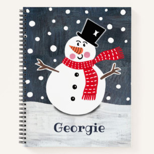 Personalised Cute Snowman Christmas Notebook