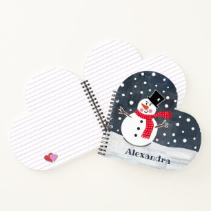 Personalised Cute Snowman Christmas Notebook
