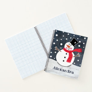 Personalised Cute Snowman Christmas Notebook