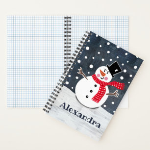 Personalised Cute Snowman Christmas Notebook