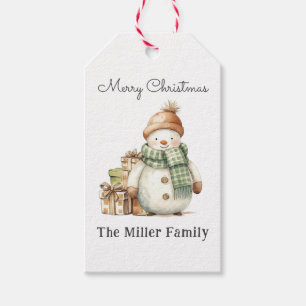 Personalised Cute Snowman & Christmas Presents Gift Tags