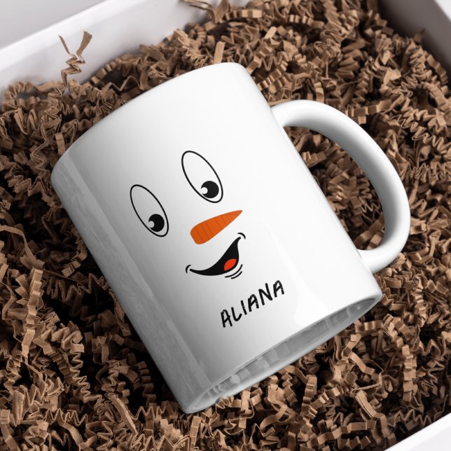 Personalised Cute Snowman Face Christmas Coffee Mug (Creator Uploaded)
