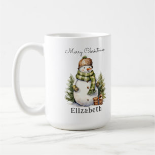 Personalised Cute Snowman Watercolor Christmas  Coffee Mug