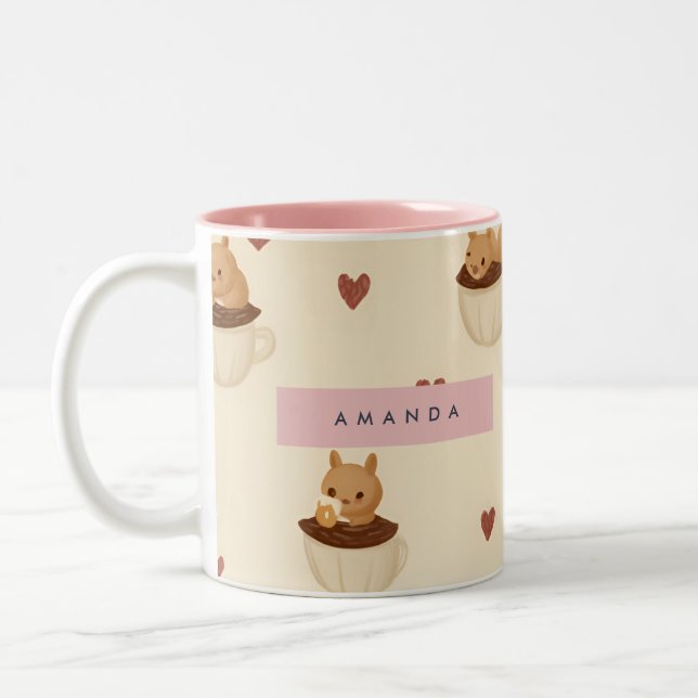 Personalised Cute Squirrel in Coffee Cup Pattern (Left)