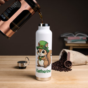 Personalised Cute St. Patrick's Day Squirrel Water Bottle